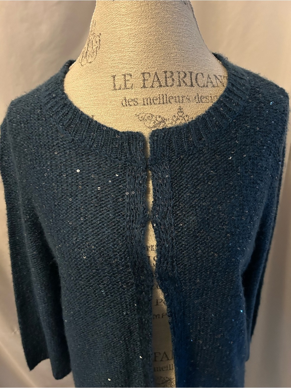 Women’s Teal Sequin Knit Cardigan Sweater